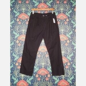 NSF Hayden Black Cropped Pleated Cotton Trousers Straight Leg Pants Nwt 28